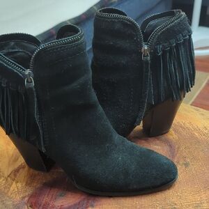 Dolce Vita Black Suede Fringe Ankle Boots